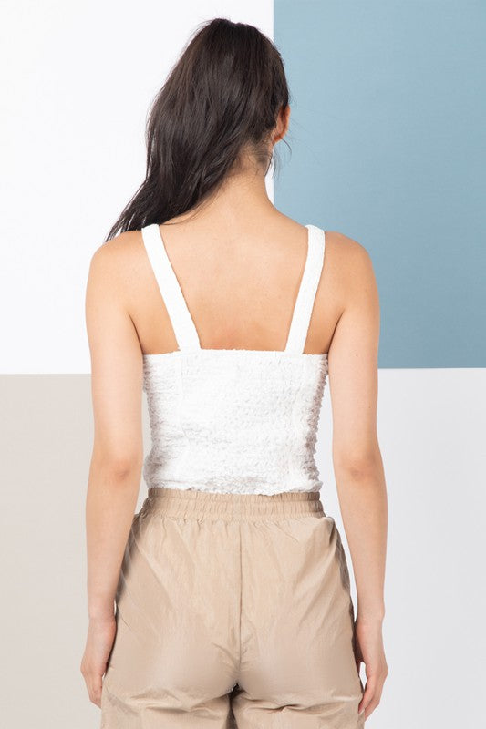 Sleeveless Textured Bodysuit - White