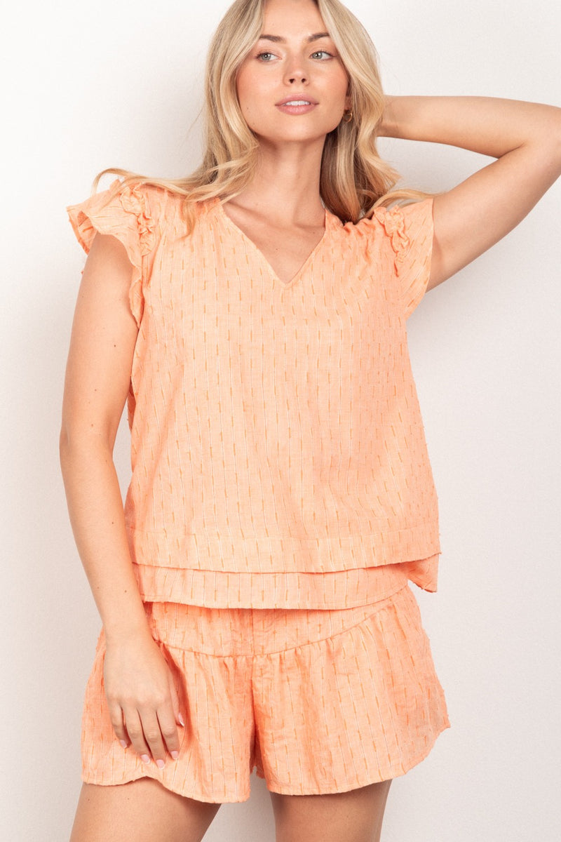 Woven Top and Shorts Set - Orange