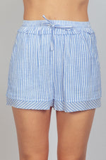 Gauze Striped Shirt and Shorts Set - Blue