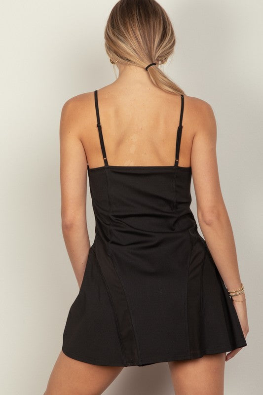 Mesh Detail Tennis Dress - Black