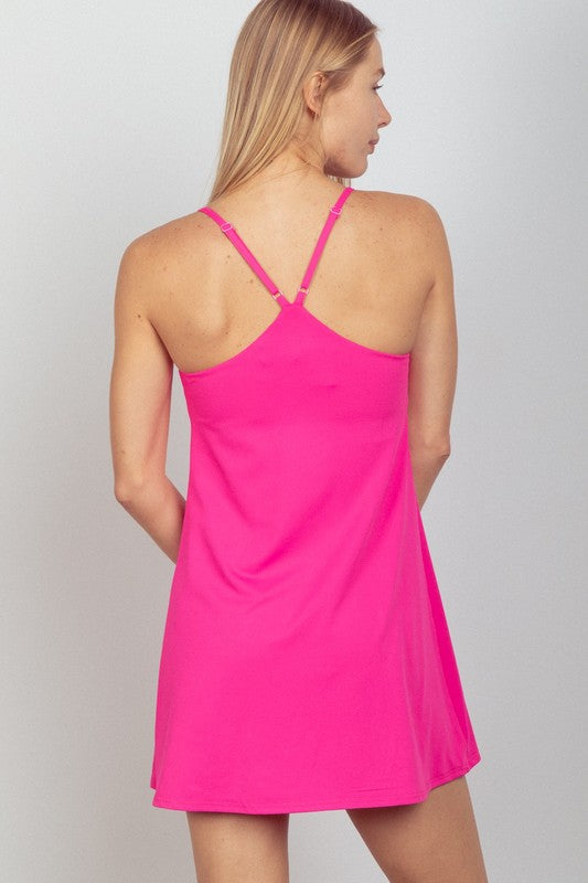 Sleeveless Lined Tennis Athletic Dress - Pink