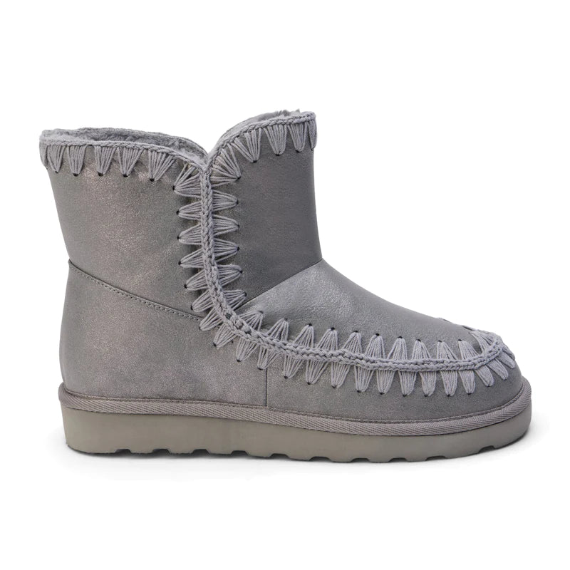 Stitch Detail Ugg Style Boot - Chrome