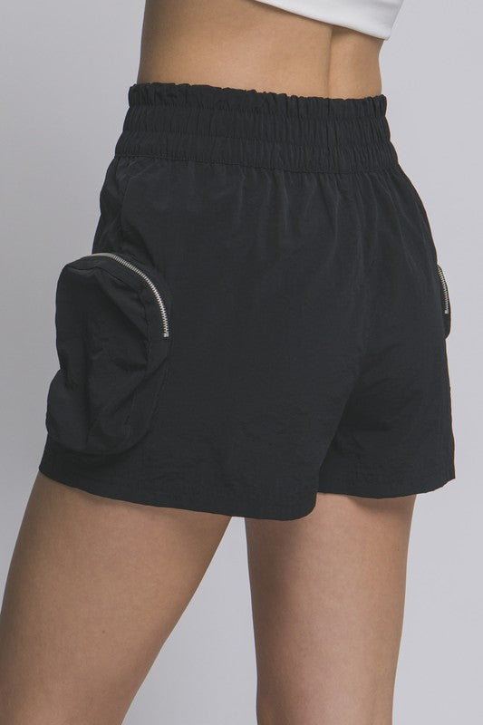 Cargo Zip Pocket Shorts - Black
