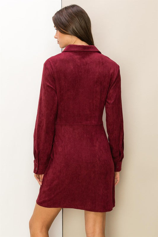 Maroon suede outlet dress