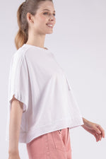 Oversized Washed Knit Top - White