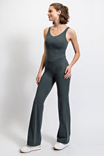 Butter Soft Flared Jumpsuit - Smoked Spruce