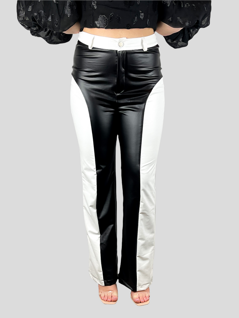 Black and White Faux Leather Pants