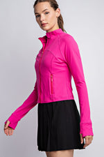 Buttery Long Sleeve Cropped Full Zip Jacket - Pink