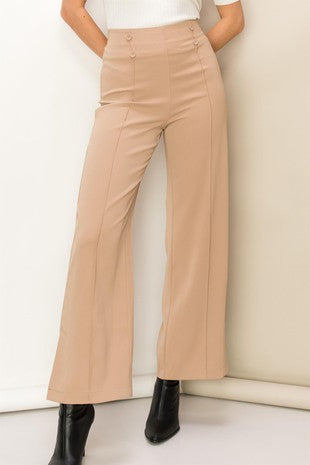 Pintuck Straight Leg Pant - Camel