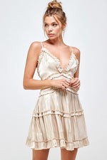 Ruffle Tier Spaghetti Strap Dress - Taupe