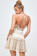 Ruffle Tier Spaghetti Strap Dress - Taupe