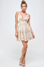 Ruffle Tier Spaghetti Strap Dress - Taupe