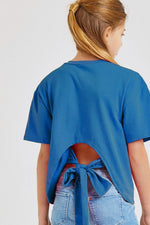 Tween Open Back Bow Tie Top - Royal