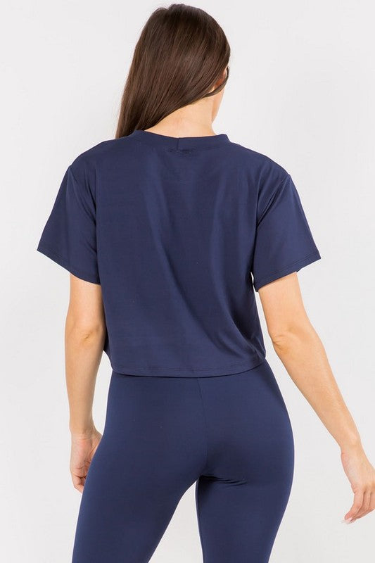 Cropped Crew Tee - Navy