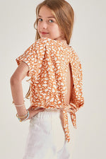 Tween Leopard Open Back Top - Orange