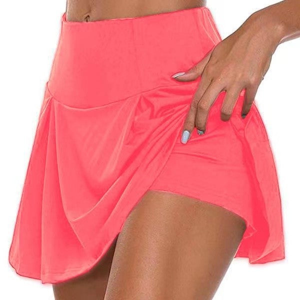 SPANDEX ATHLETIC SKIRT WITH BUILT IN SHORT - PINK
