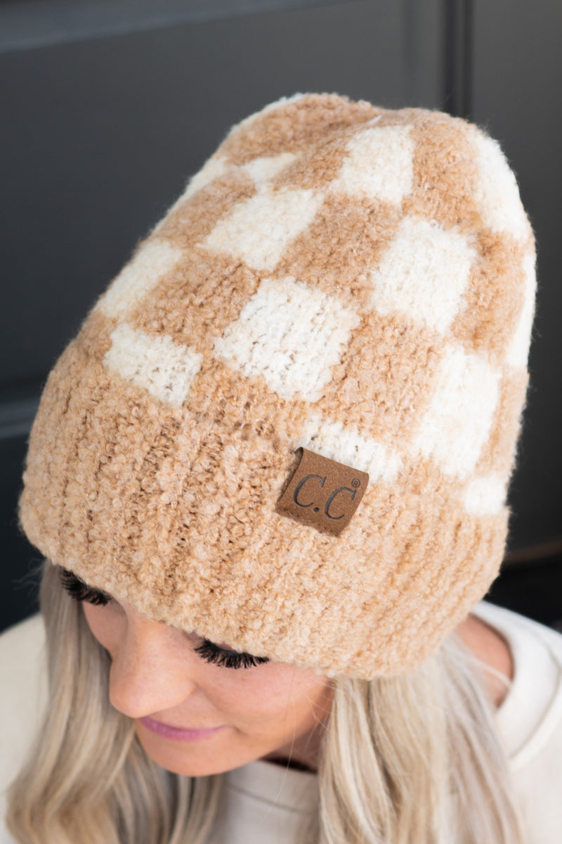 CC Women's Check Print Beanie