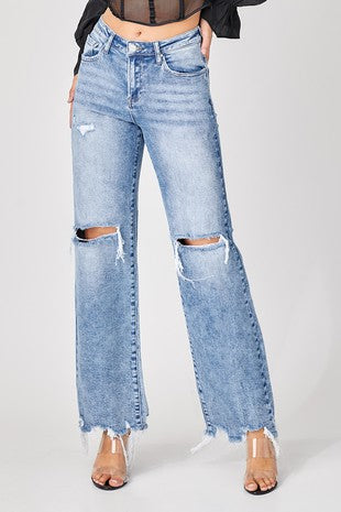 Risen Wide Leg Jeans - Medium Acid