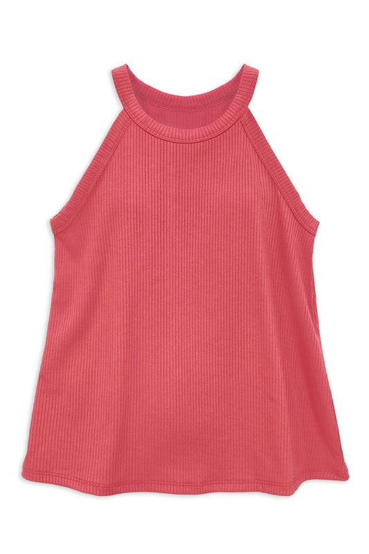 Tween Ribbed Tank - Dark Blush