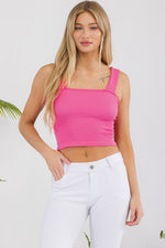 Seamless Textured Cropped Tank - Hot Pink