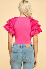 Tiered Sleeve Bodysuit - PINK