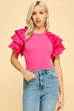 Tiered Sleeve Bodysuit - PINK