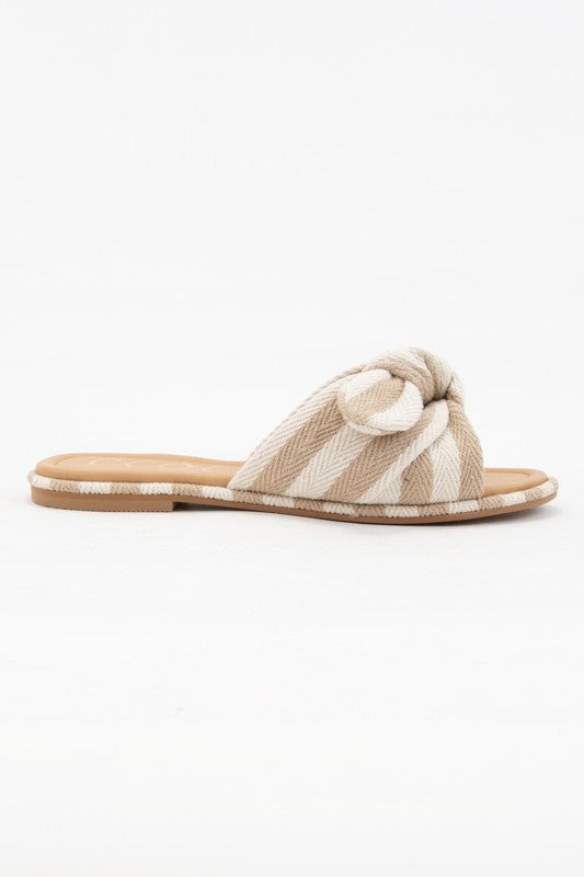 Canvas Bow Detail Sandal - Natural