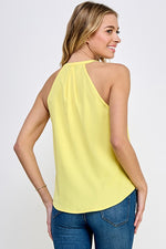 Sleeveless Surplice Pleated Top - Yellow