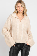 Fringe Detail Sweater - Oatmeal