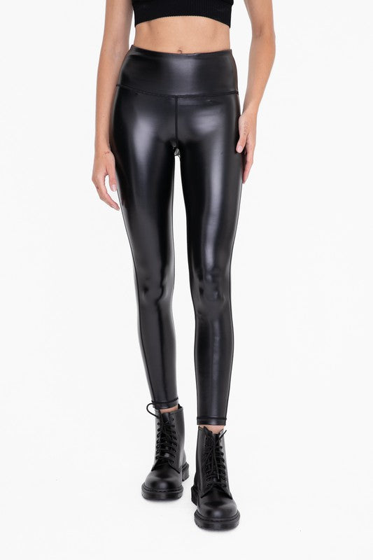 Liquid Metallic Leggings - Black