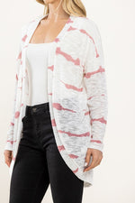 Tie Dye Striped Cardigan - Pink