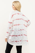 Tie Dye Striped Cardigan - Pink