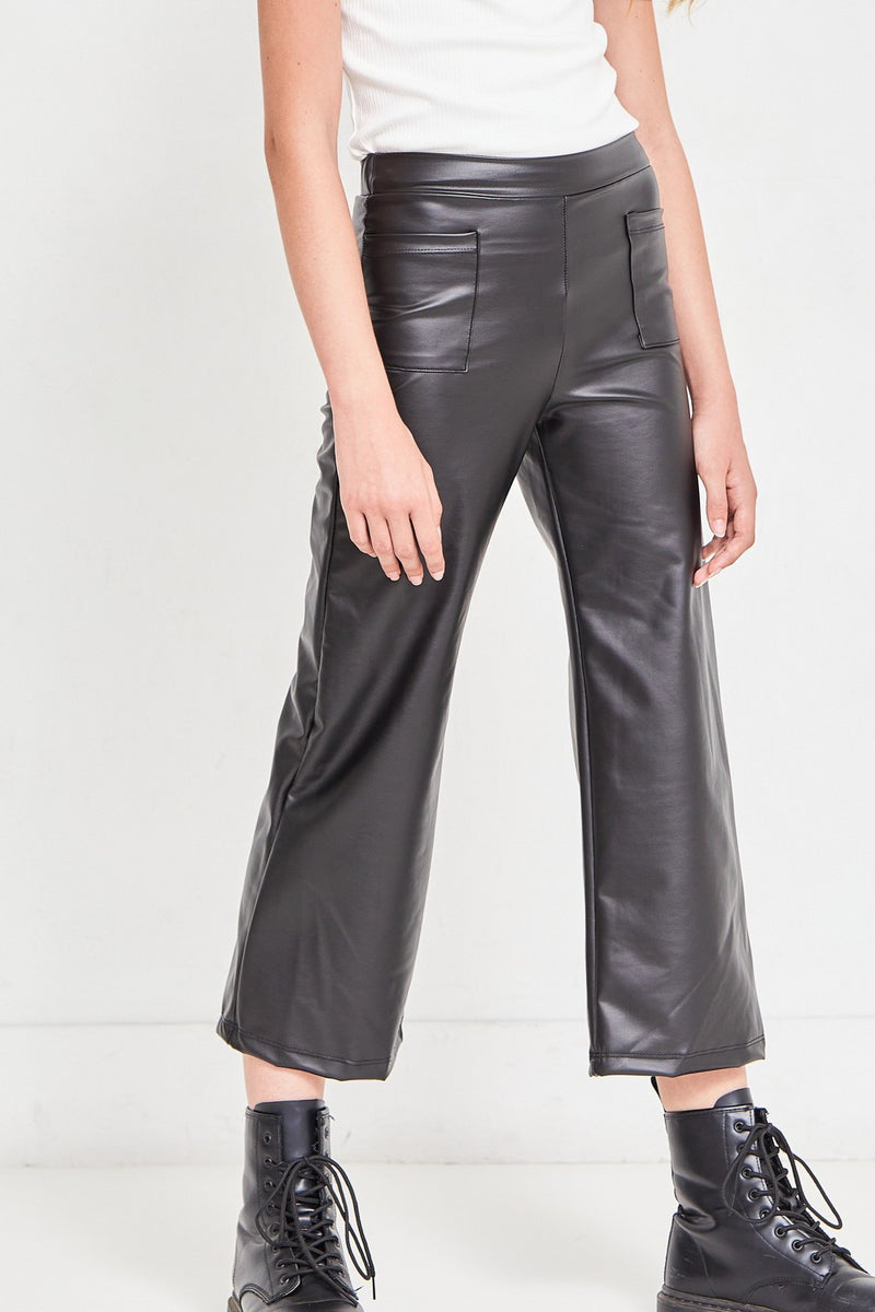 Tween Faux Leather Wide Leg Pant