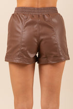 Faux Leather Shorts - Chocolate