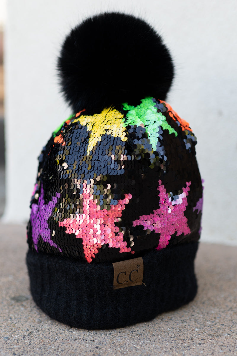 Tween CC Youth Sequin Pom Beanie