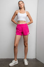 Mesh Detail Athletic Shorts - Hot Pink