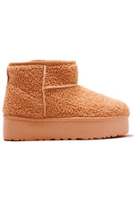 Ugg Style Classis Sherpa Platform Boot - Tan