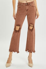 Risen Straight Leg Knee Distressed Jean - Espresso