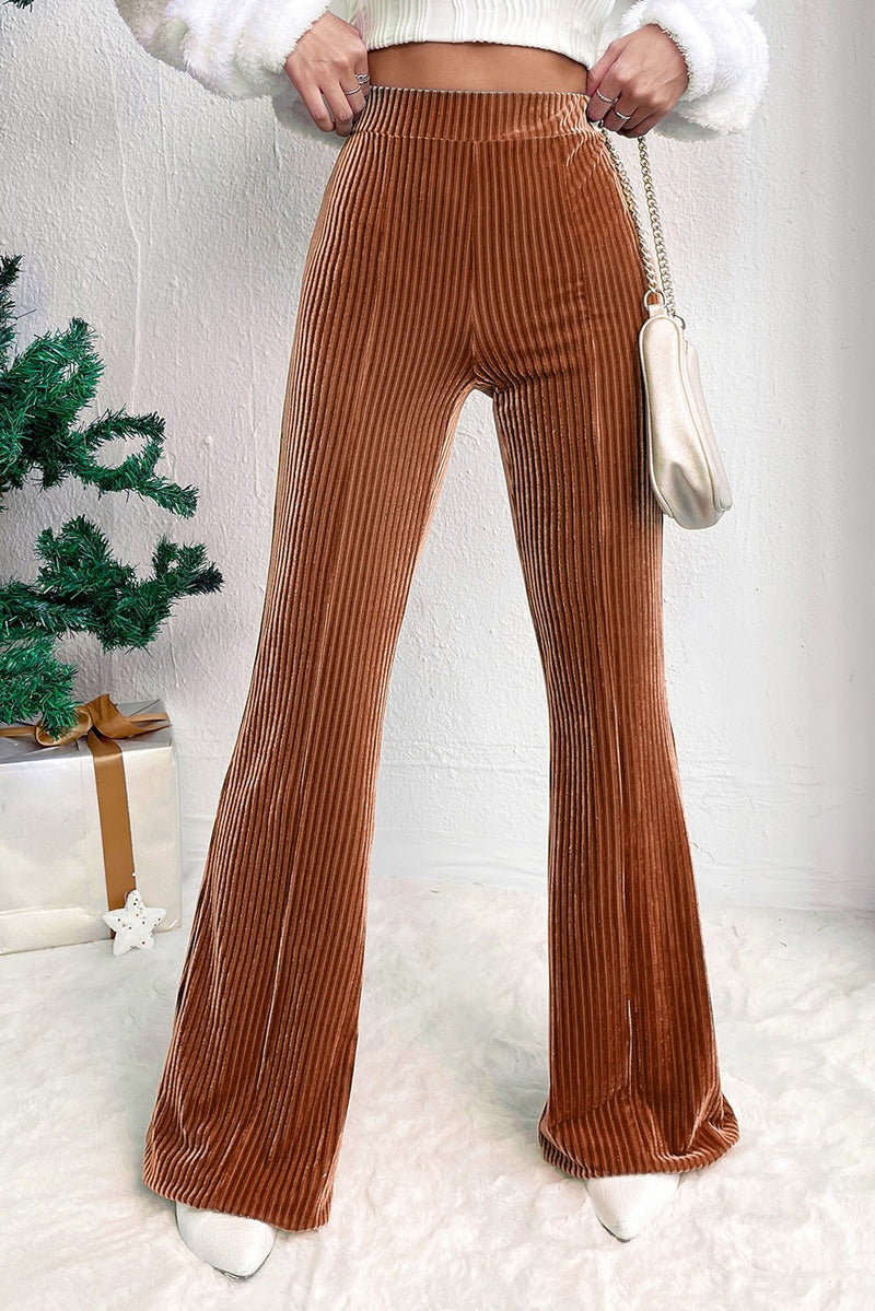 High Waist Corduroys Pants - Camel