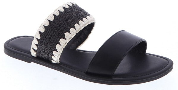 Raffia Strap Sandal - Black