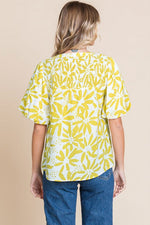 Yellow Floral Puff Sleeve Top