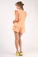 Woven Top and Shorts Set - Orange