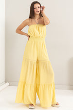 Strapless Wide Leg Jumpsuit - Yellow