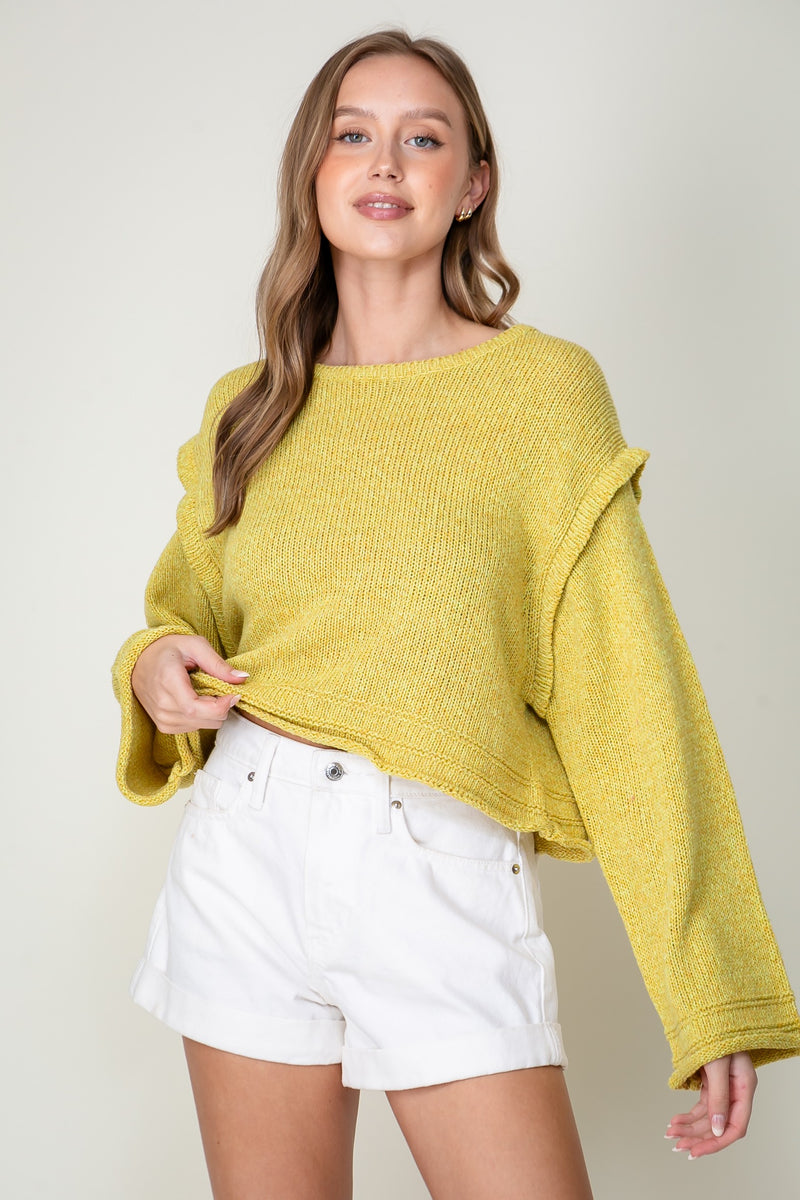 Drop Shoulder Sweater - Lemon