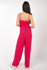 Pintuck Woven Jumpsuit - Hot Pink