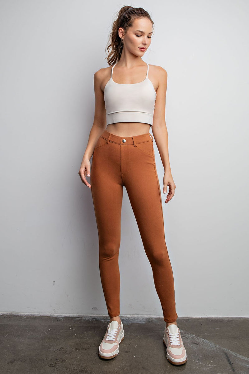 Cotton Stretch Twill Jegging - Burnt Orange