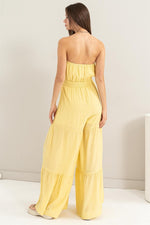 Strapless Wide Leg Jumpsuit - Yellow