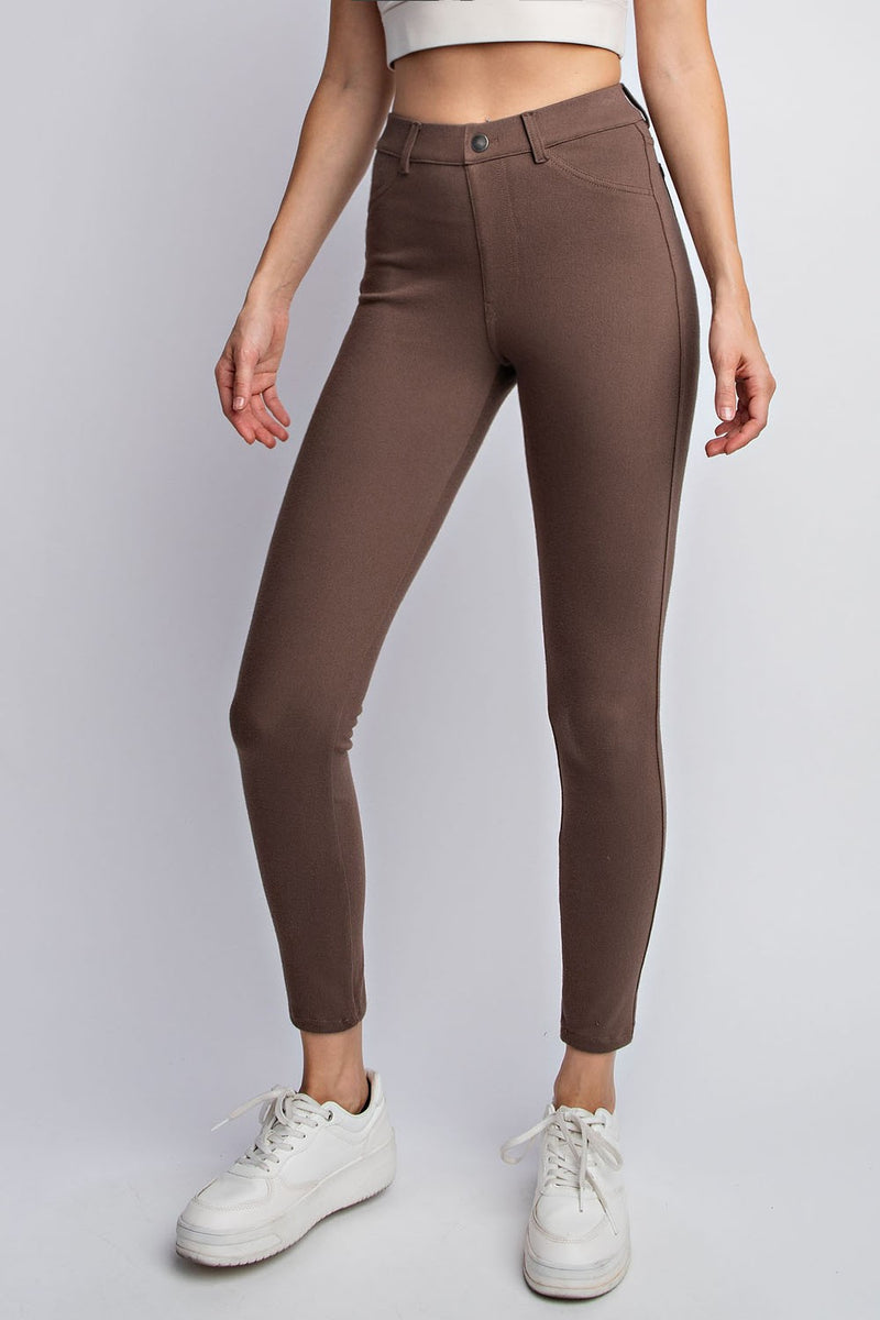 Cotton Stretch Twill Jegging - Brown