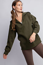 French Terry Quarter Zip Pullover - Olive