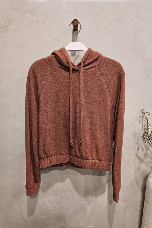 Cashmere Long Sleeve Hoodie - Rust